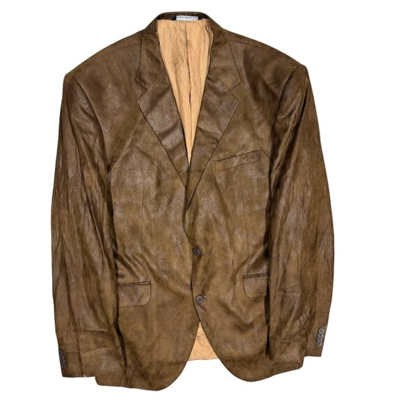 Custom Tailored Coppley Suede Style Blazer Brown Bocelli Sport Coat 46L - Picture 1 of 11